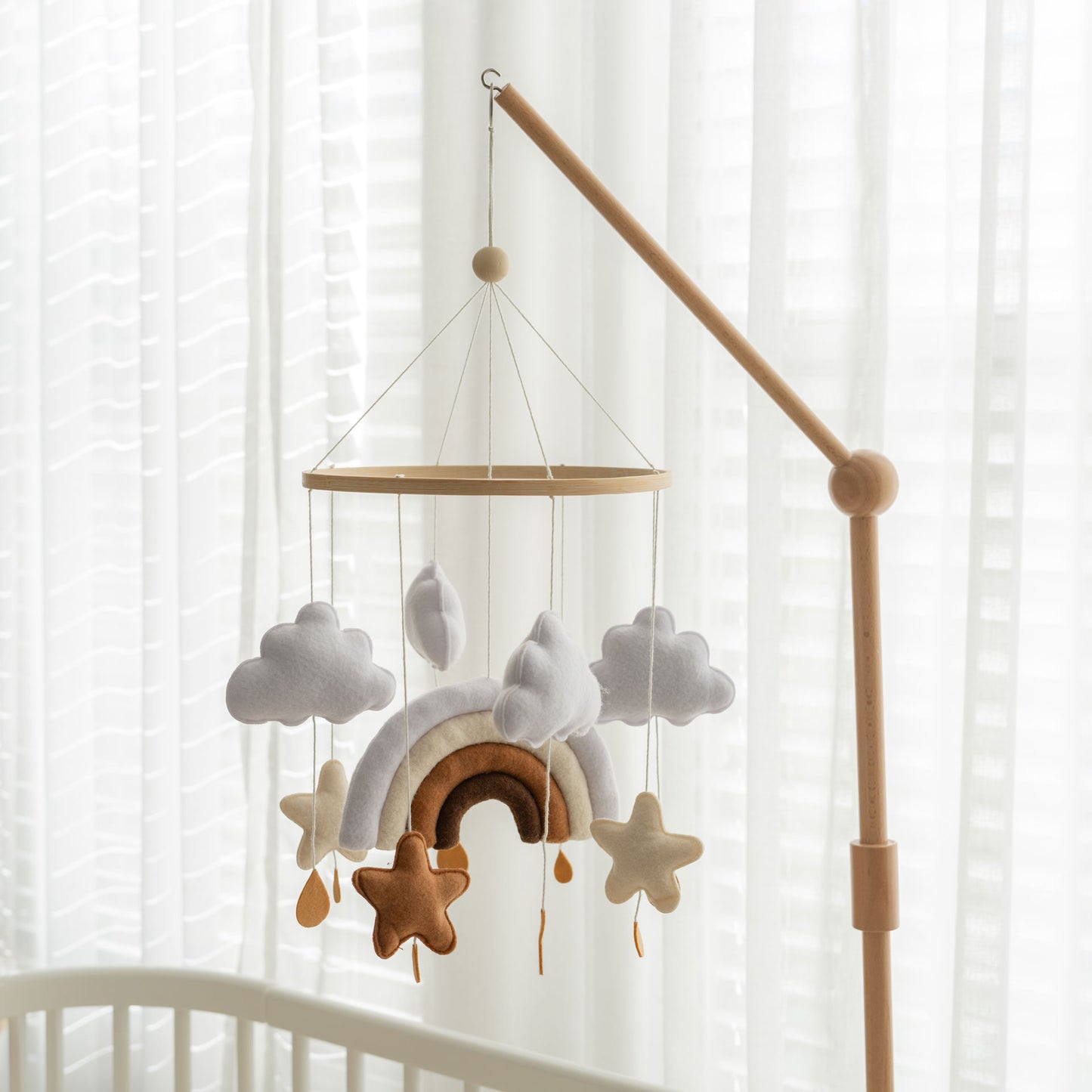 Baby Mobile im Boho-Stil Regenbogen Sterne Wolken